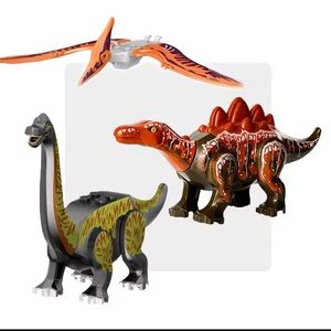 Dinosaur Building Set - Orange, Brown, Green